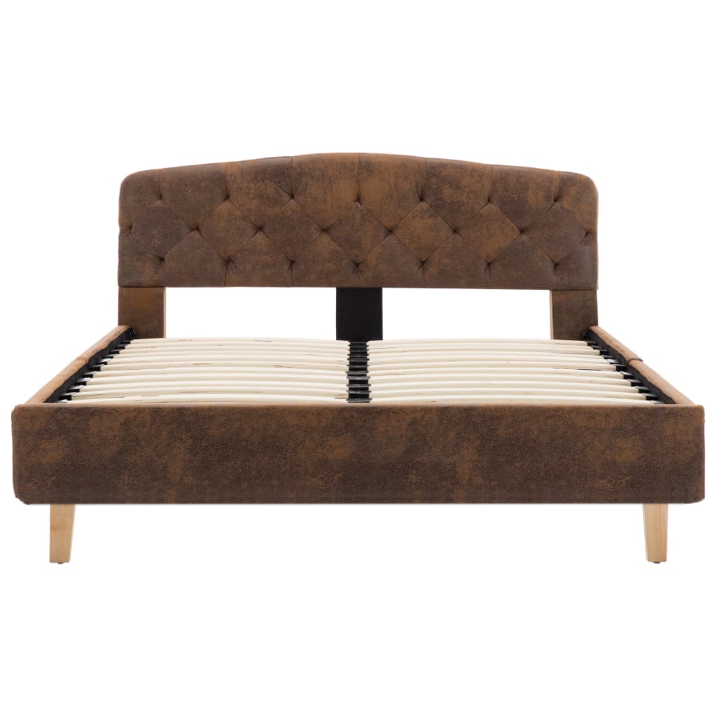 Cadre de lit sans matelas marron similicuir daim 120x200 cm - XIOS