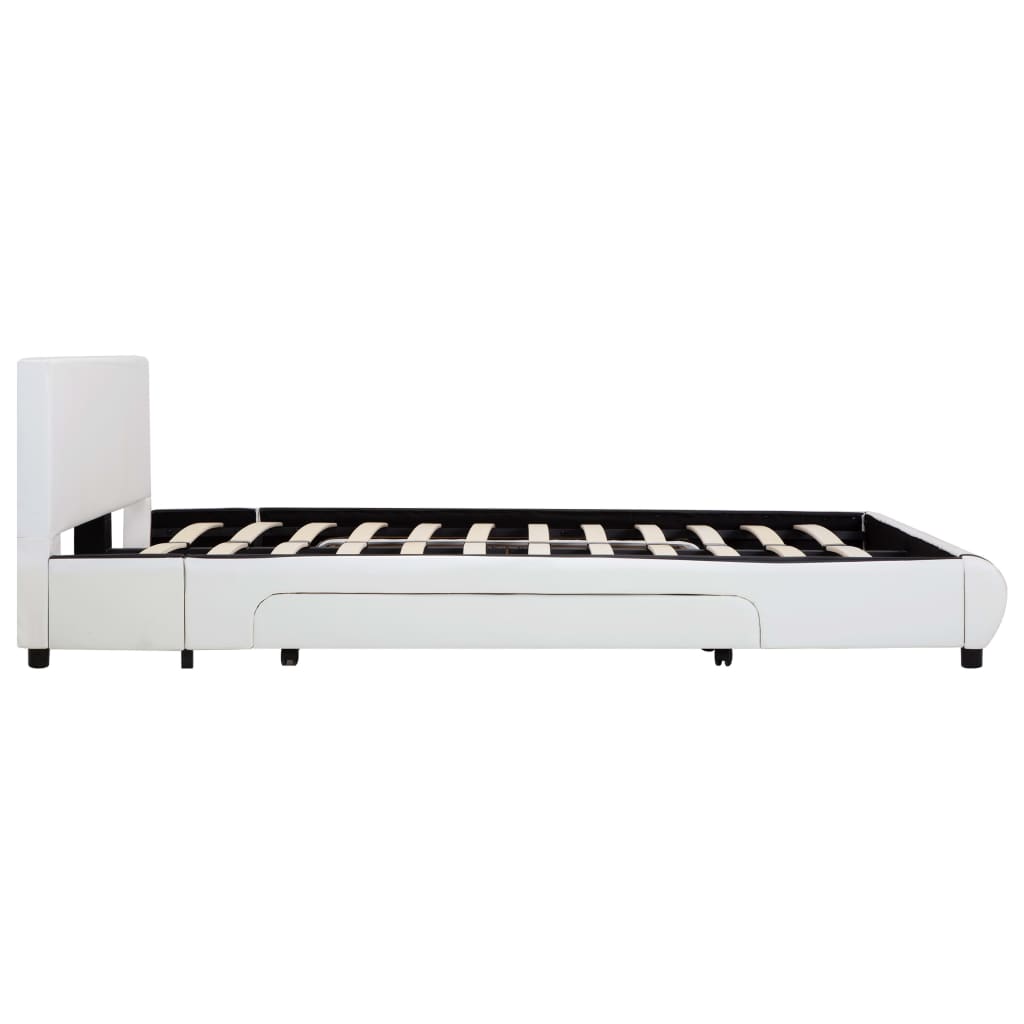 Cadre de lit avec tiroirs Blanc Similicuir 140 x 200 cm - XIOS