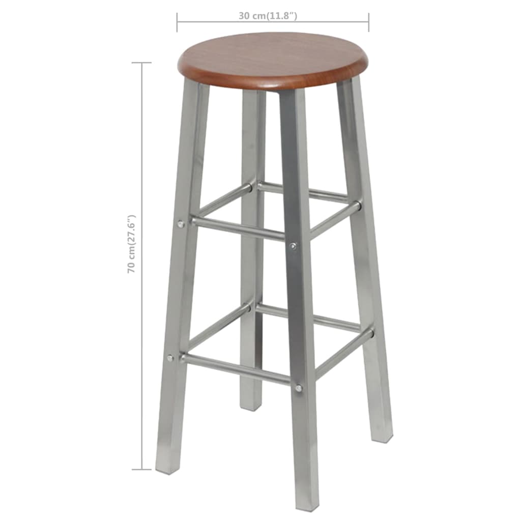 Tabourets de bar lot de 4 argenté et marron MDF - XIOS
