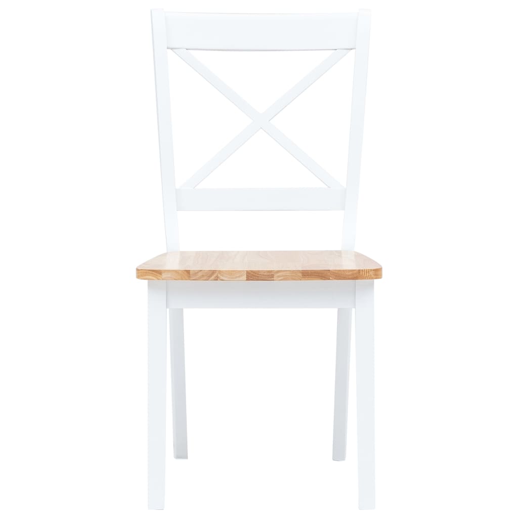 Chaises à manger lot de 6 blanc et bois clair bois hévéa massif - XIOS
