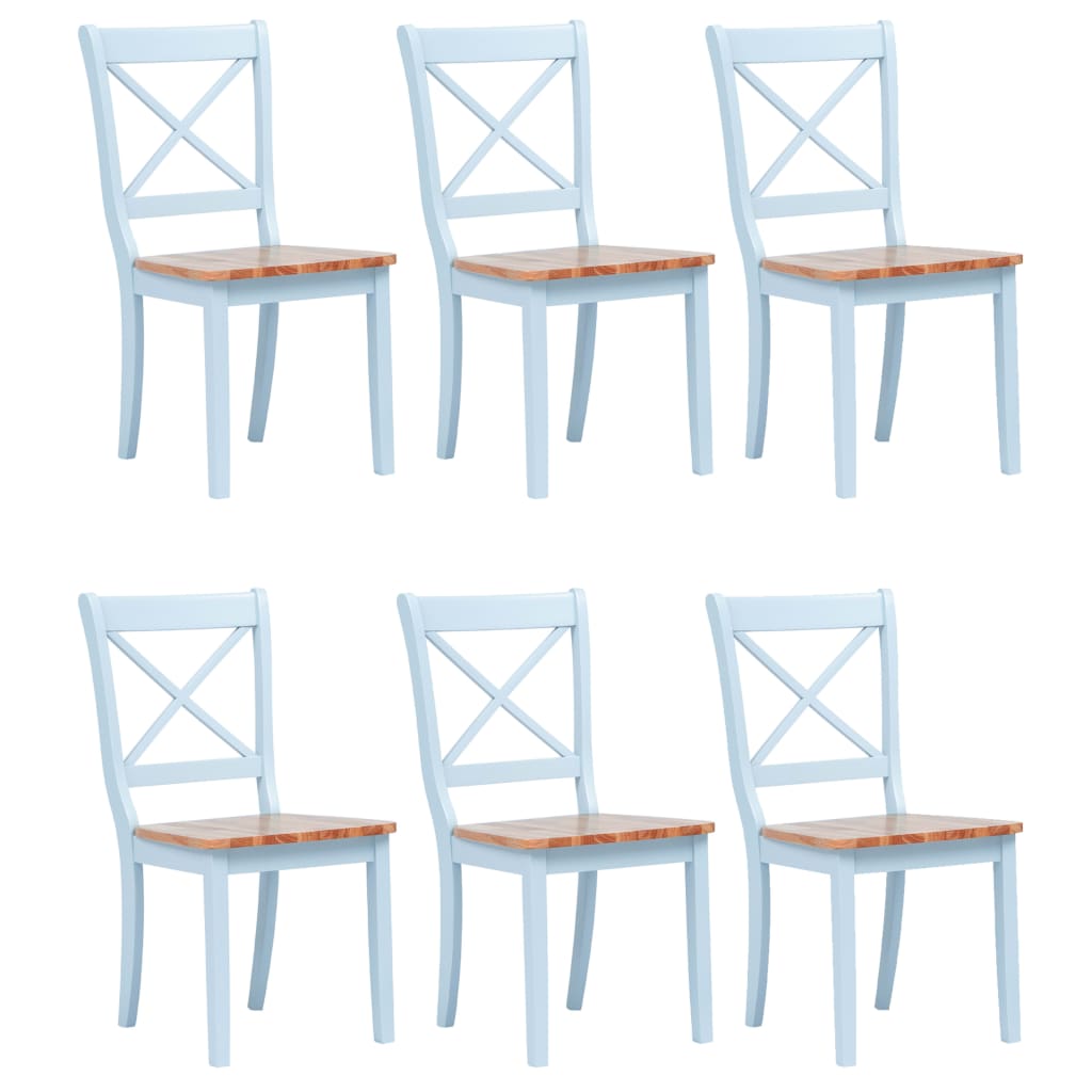 Chaises à manger lot de 6 gris et bois clair bois hévéa massif - XIOS