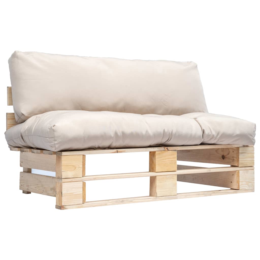 Canapé de jardin palette avec coussins sable Pinède Canapés de jardin vidaXL