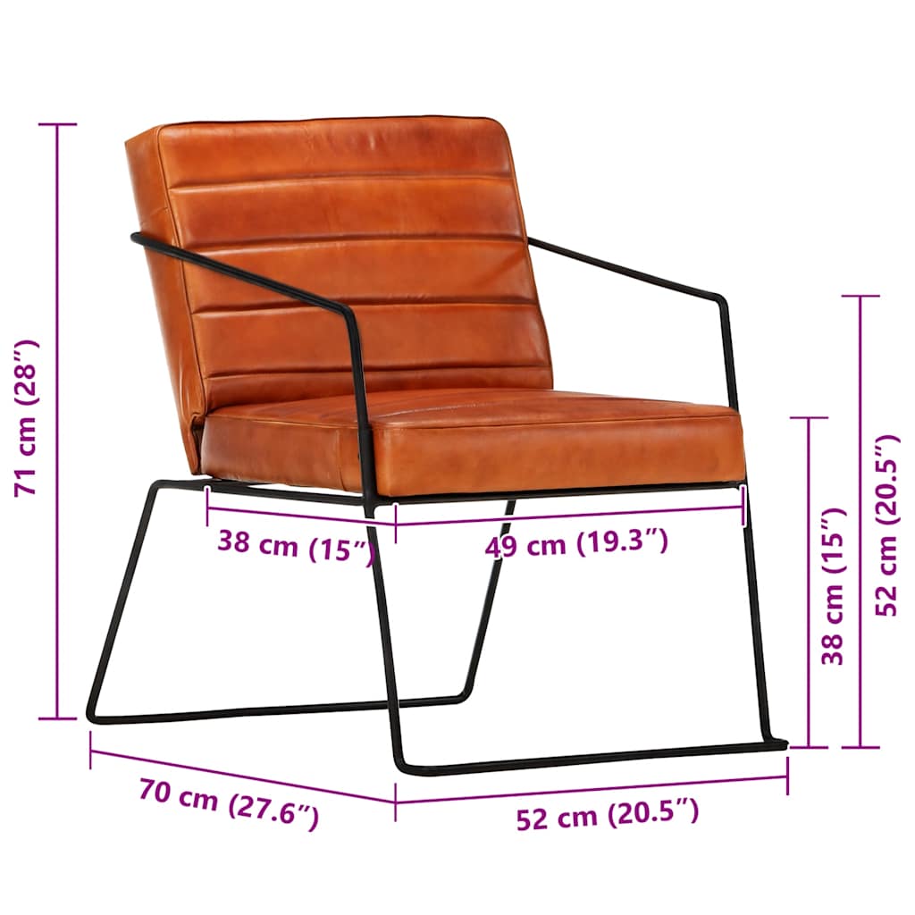 Fauteuil Brun roux Cuir véritable - XIOS