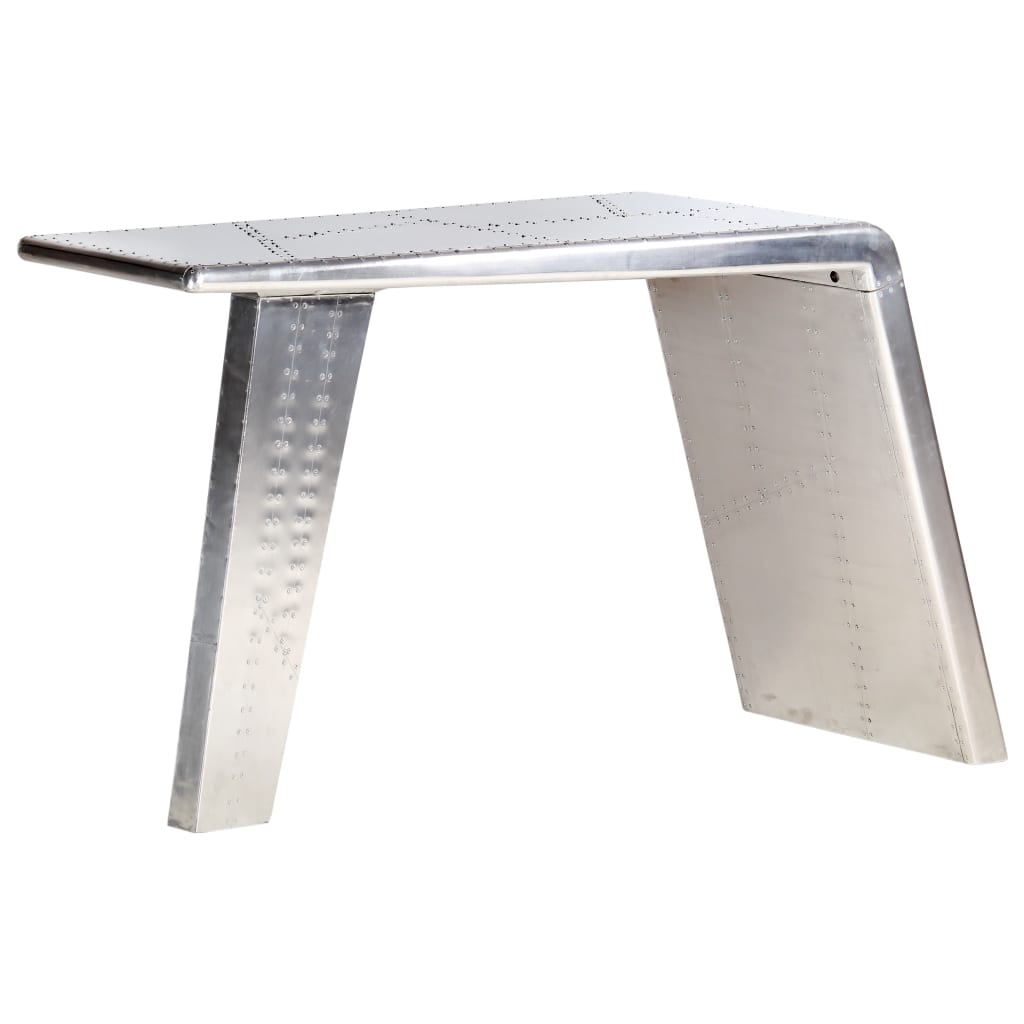 Bureau style avion Argenté 112x50x76 cm Métal Bureaux vidaXL   