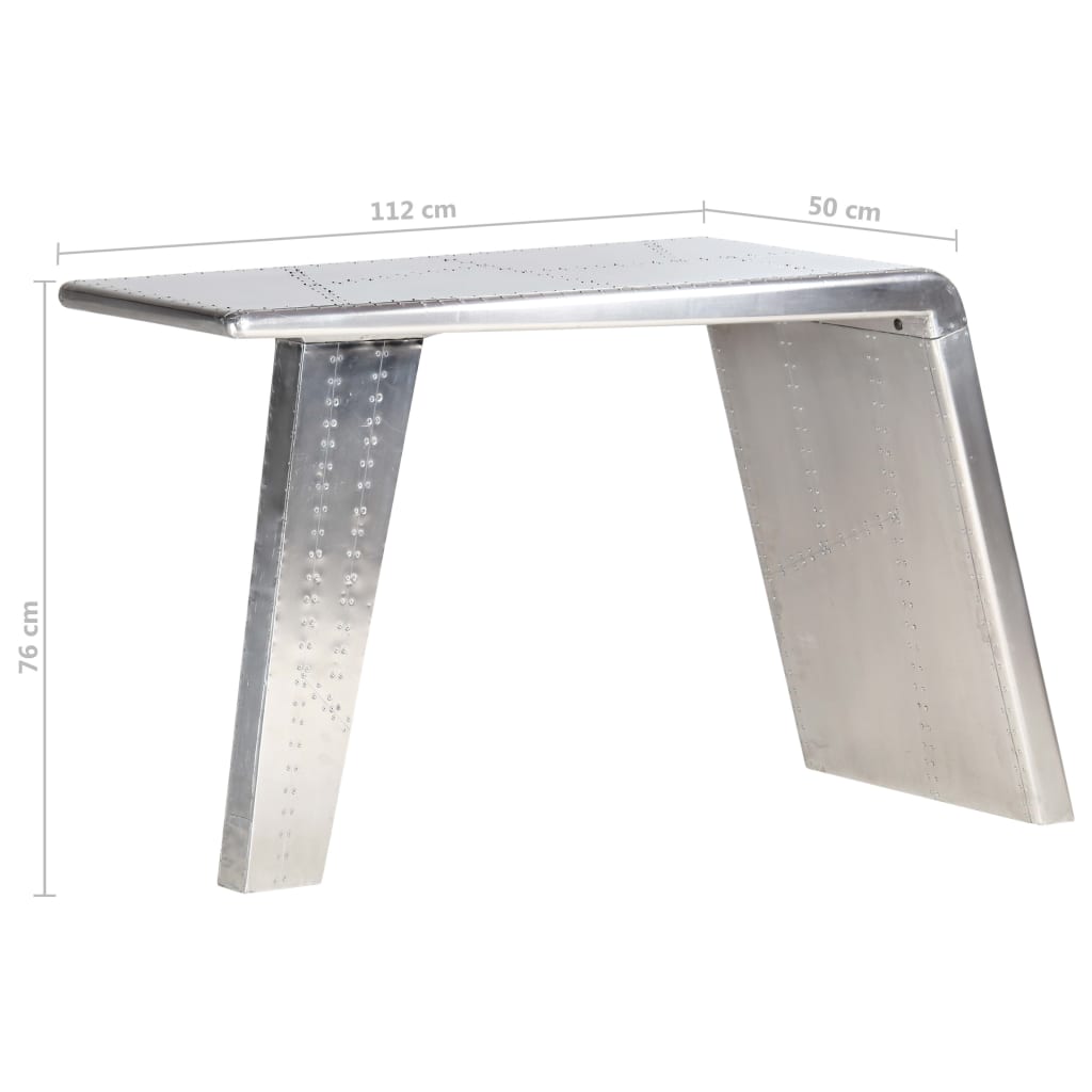 Bureau style avion Argenté 112x50x76 cm Métal Bureaux vidaXL   