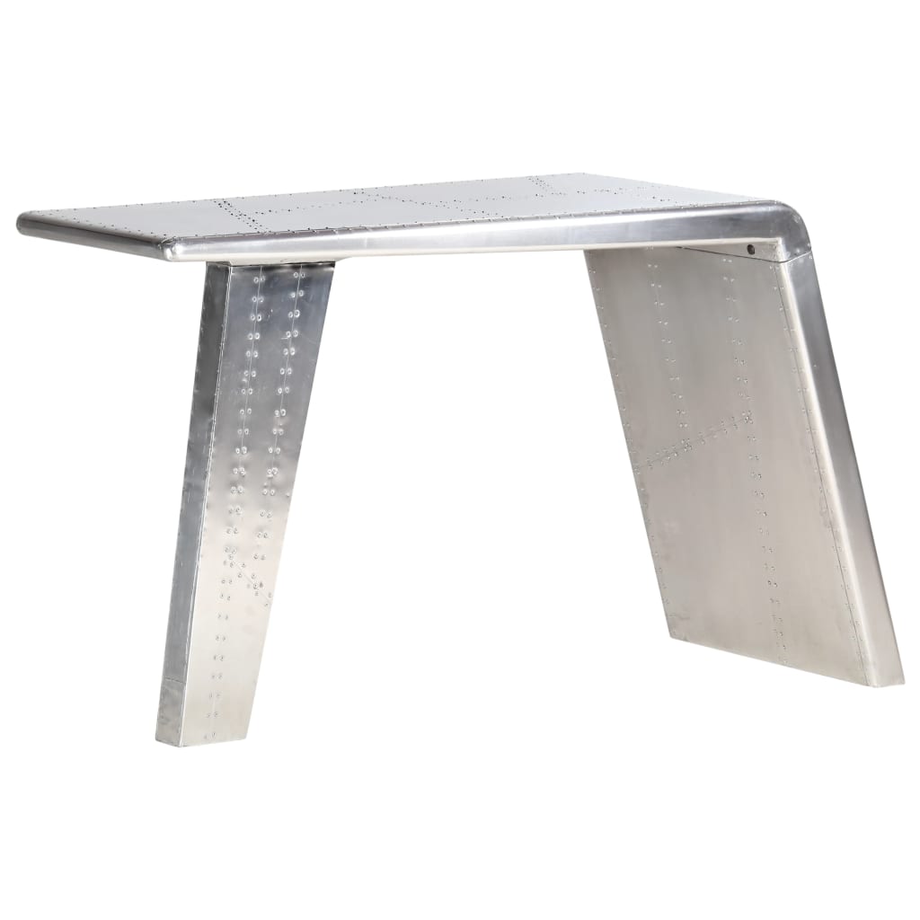 Bureau style avion Argenté 112x50x76 cm Métal Bureaux vidaXL   