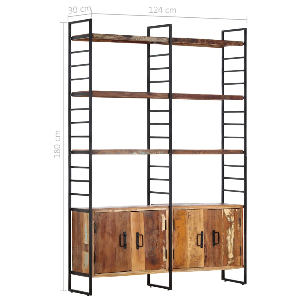 Bibliothèque 4 niveaux 124x30x180cm Bois solide de récupération - XIOS