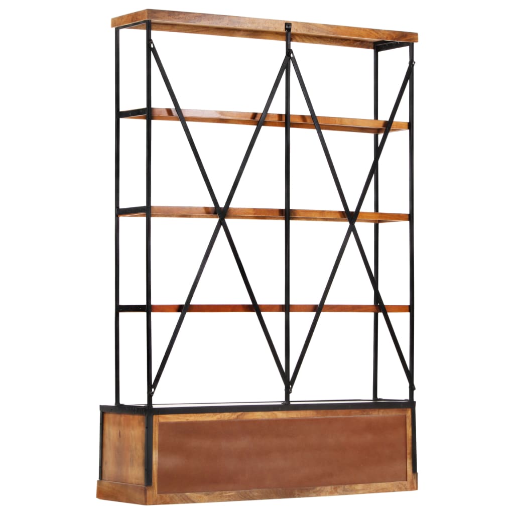 Bibliothèque à 4 étagères avec 6 tiroirs 122x36x181 cm Manguier - XIOS