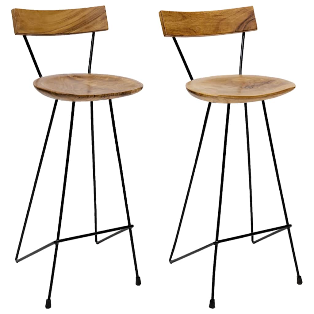 Tabourets de bar lot de 2 bois de teck massif - XIOS