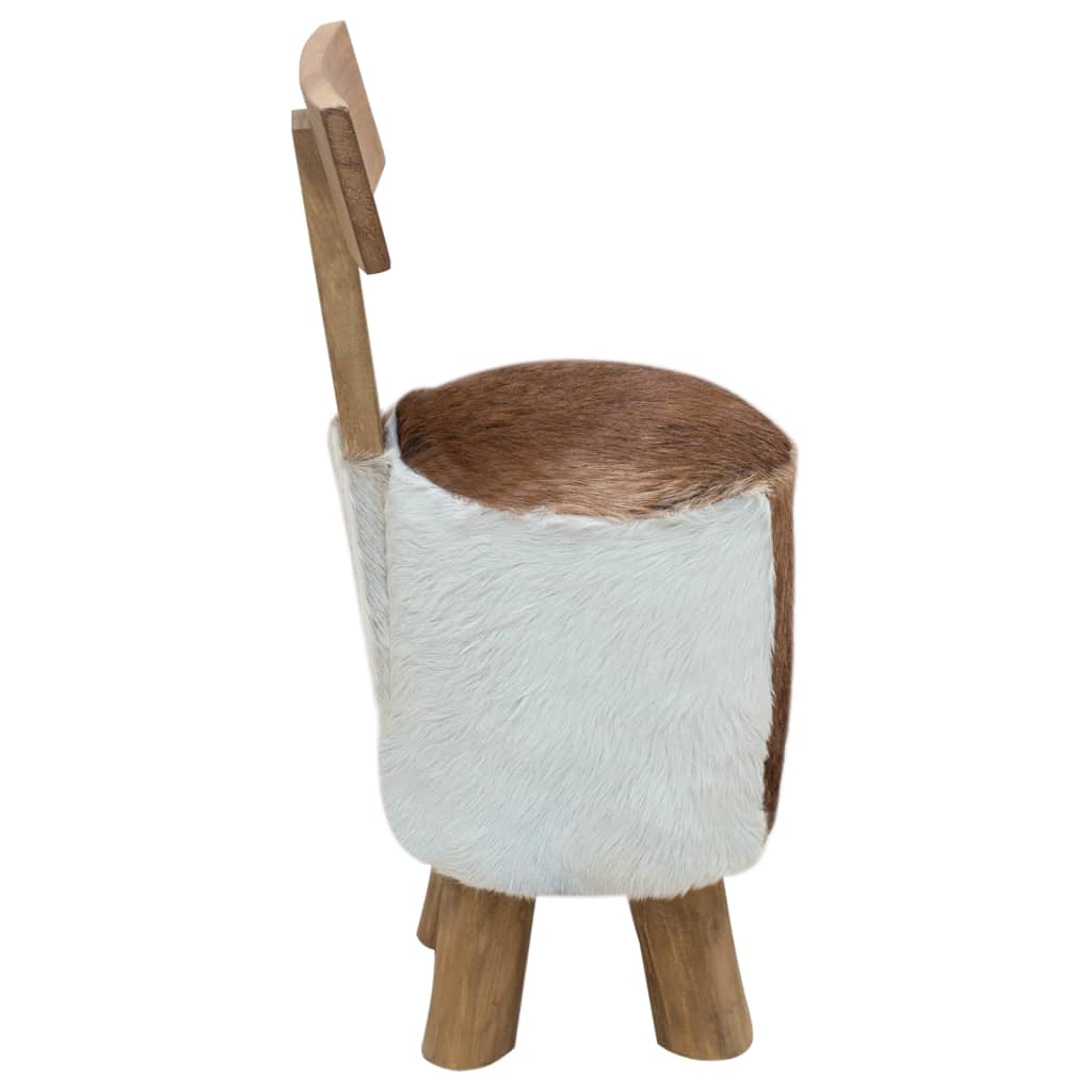 Tabouret cuir de chèvre et Bois de teck solide - XIOS