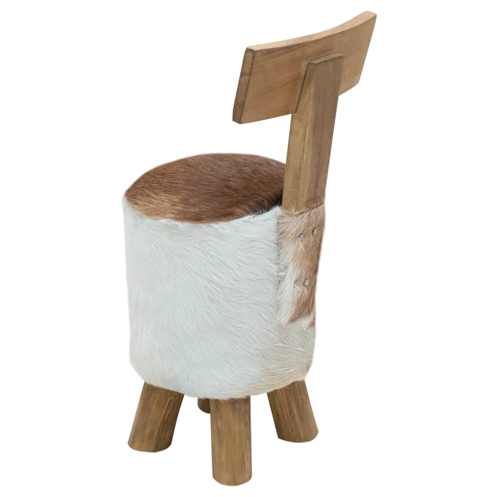 Tabouret cuir de chèvre et Bois de teck solide - XIOS