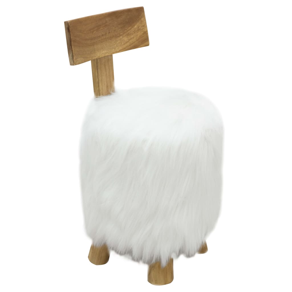 Tabouret Blanc Bois de teck massif - XIOS