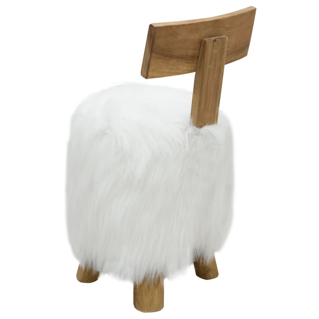 Tabouret Blanc Bois de teck massif - XIOS
