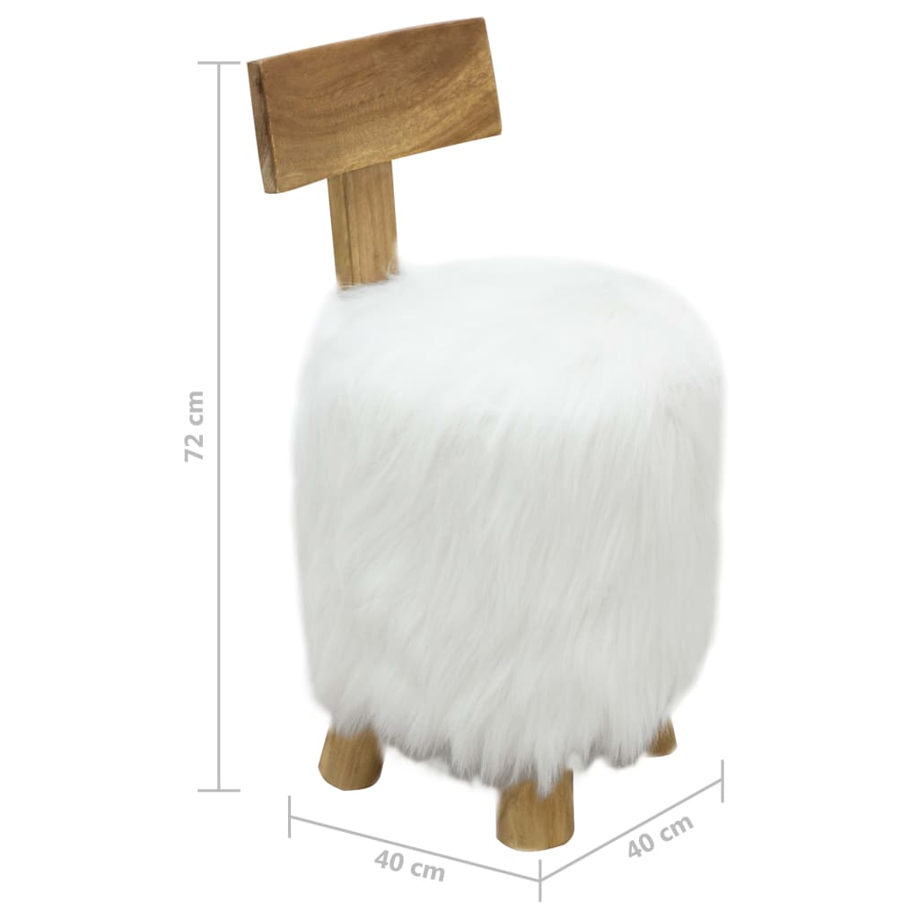 Tabouret Blanc Bois de teck massif - XIOS