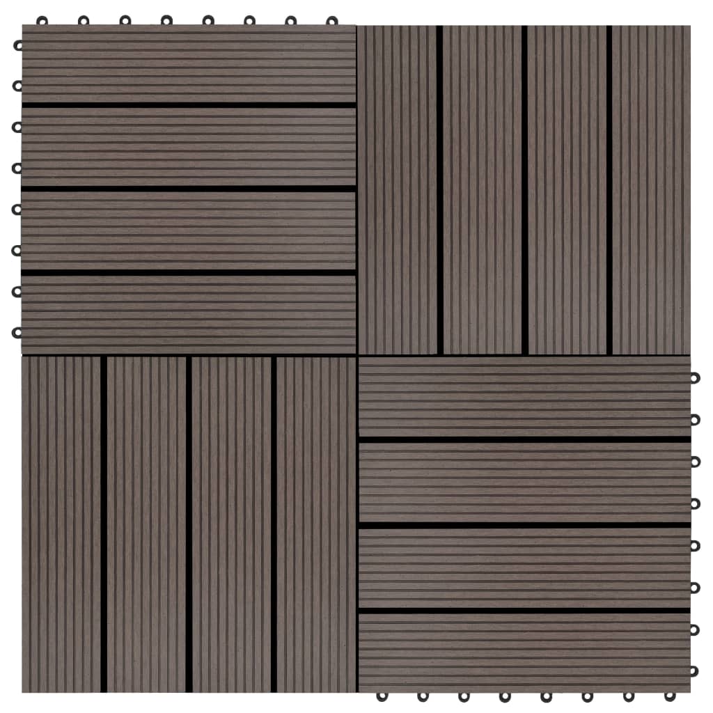 Carreaux de terrasse 22 pcs 30 x 30 cm 2 m² WPC Marron foncé Tapis & revêtements de sol vidaXL