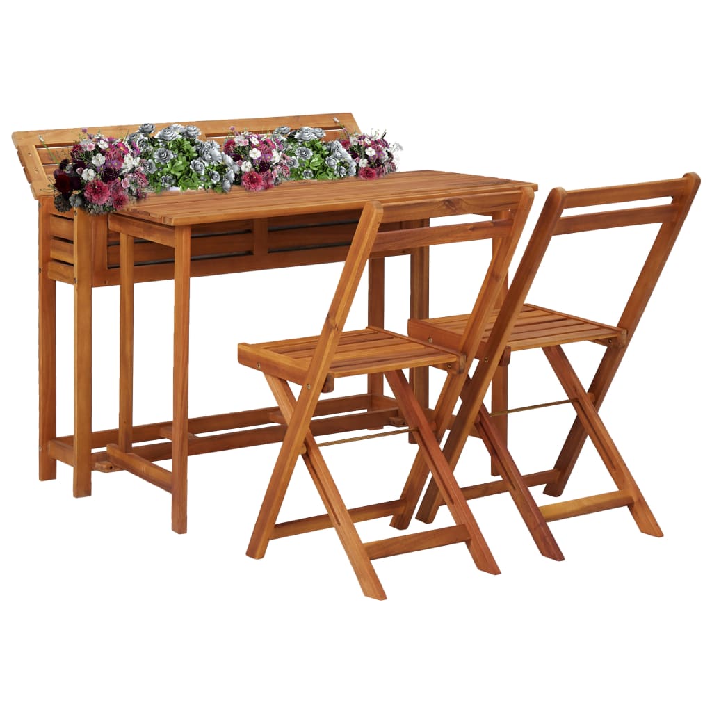 Table à jardinière et 2 chaises de bistro bois d'acacia massif - XIOS