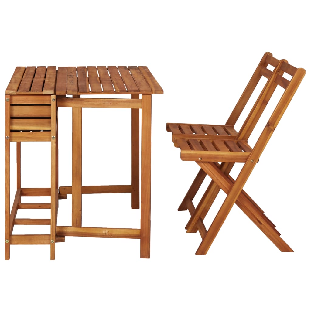 Table à jardinière et 2 chaises de bistro bois d'acacia massif - XIOS