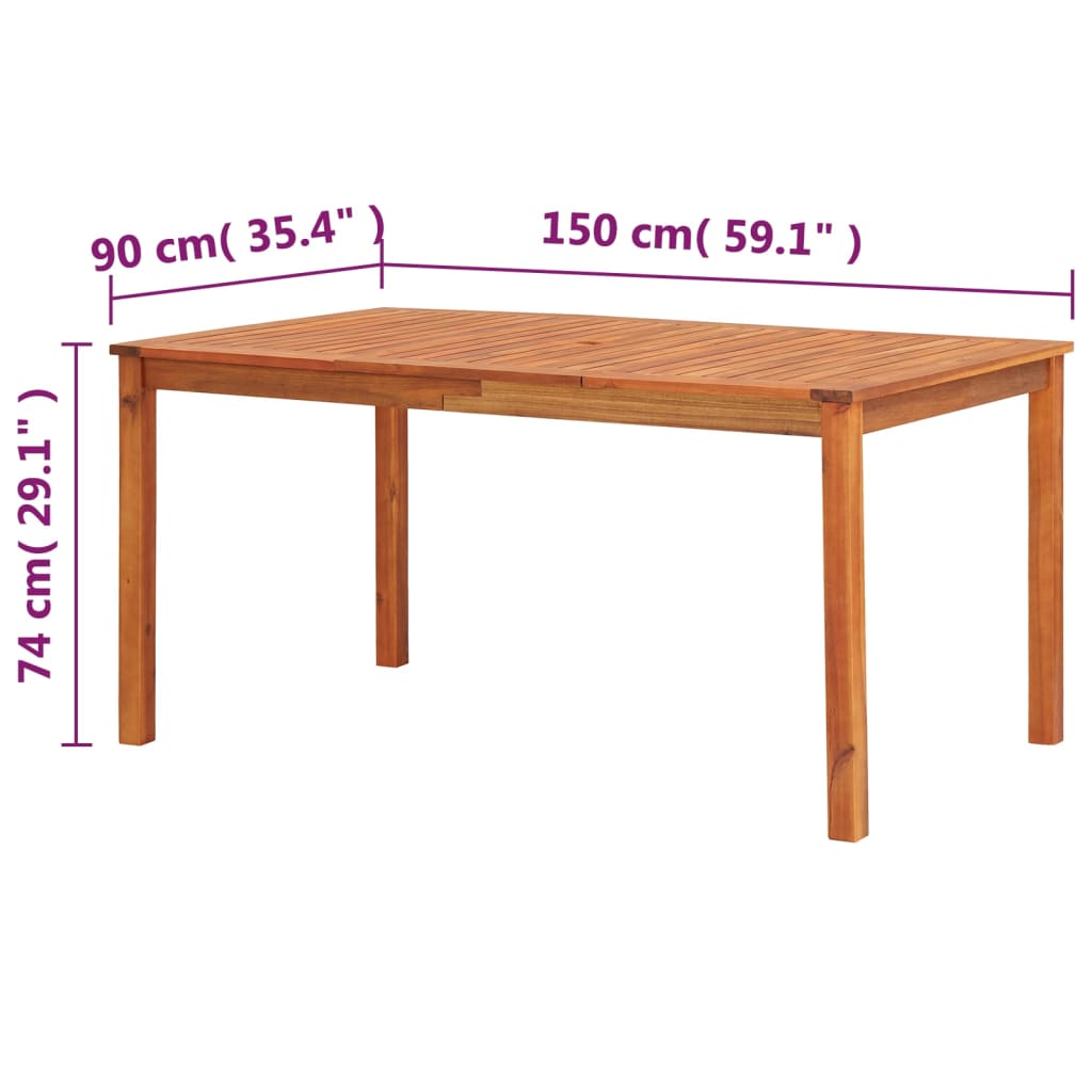 Table de jardin 150x90x74 cm Bois d'acacia massif Tables de jardin vidaXL