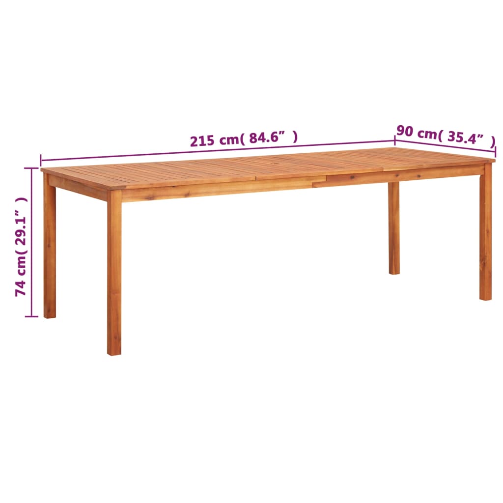 Table de jardin 215x90x74 cm Bois d'acacia massif Tables de jardin vidaXL