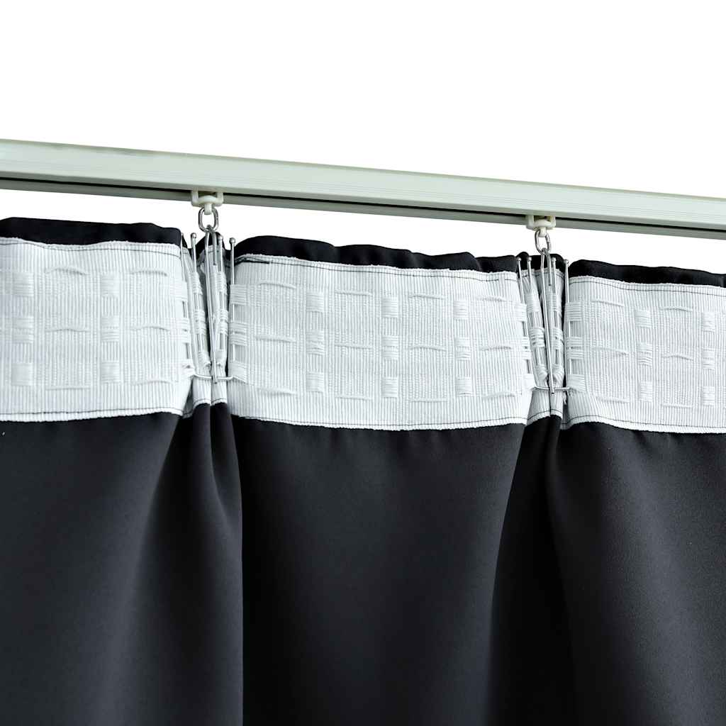 Rideaux occultants avec crochets 2 pcs Noir 140x175 cm Rideaux vidaXL
