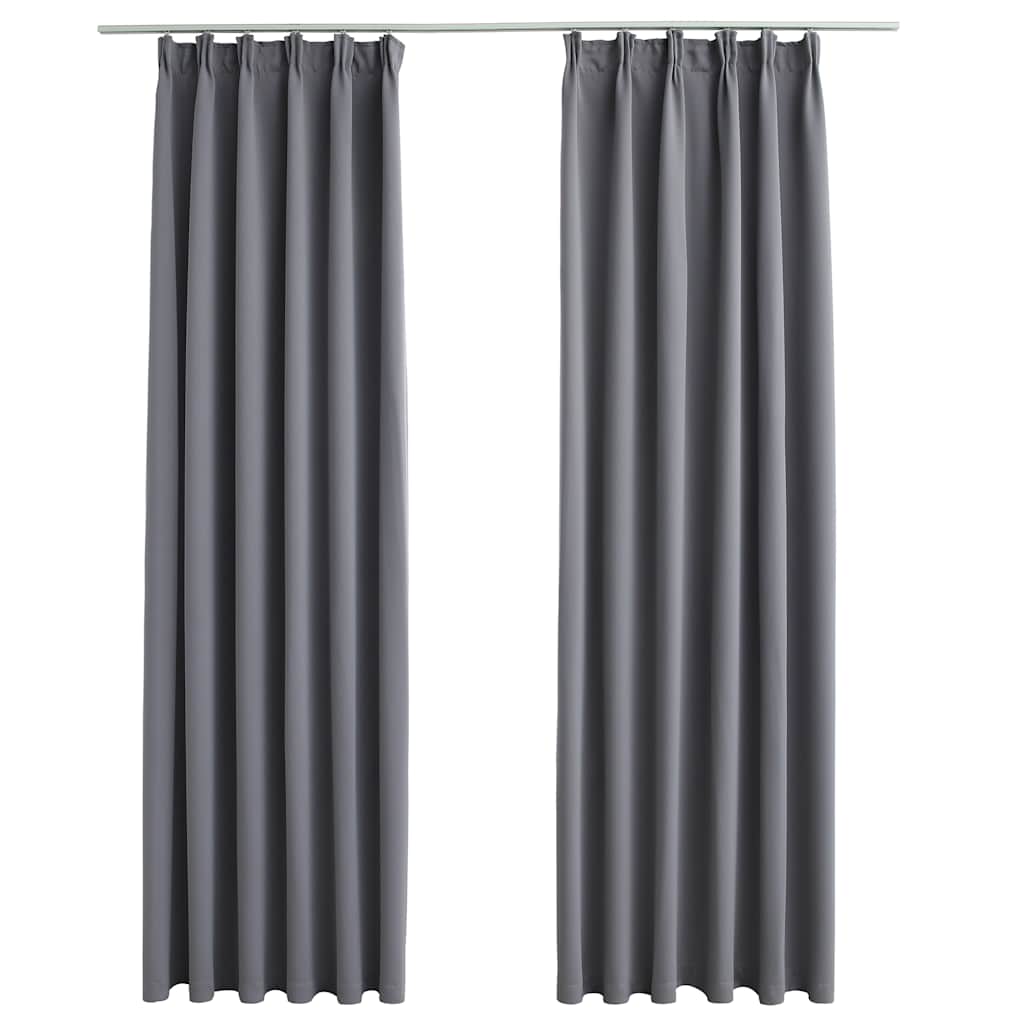 Rideaux occultants avec crochets 2 pcs Gris 140x175 cm Rideaux vidaXL
