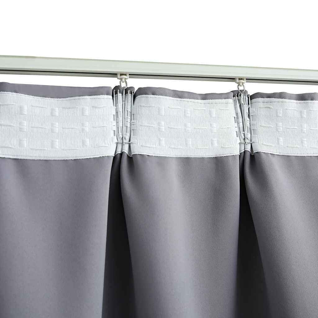 Rideaux occultants avec crochets 2 pcs Gris 140x175 cm Rideaux vidaXL
