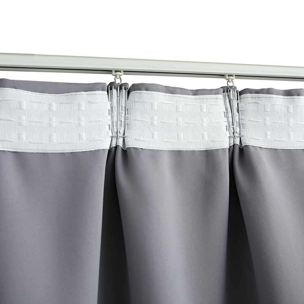 Rideaux occultants avec crochets 2 pcs Gris 140x225 cm Rideaux vidaXL