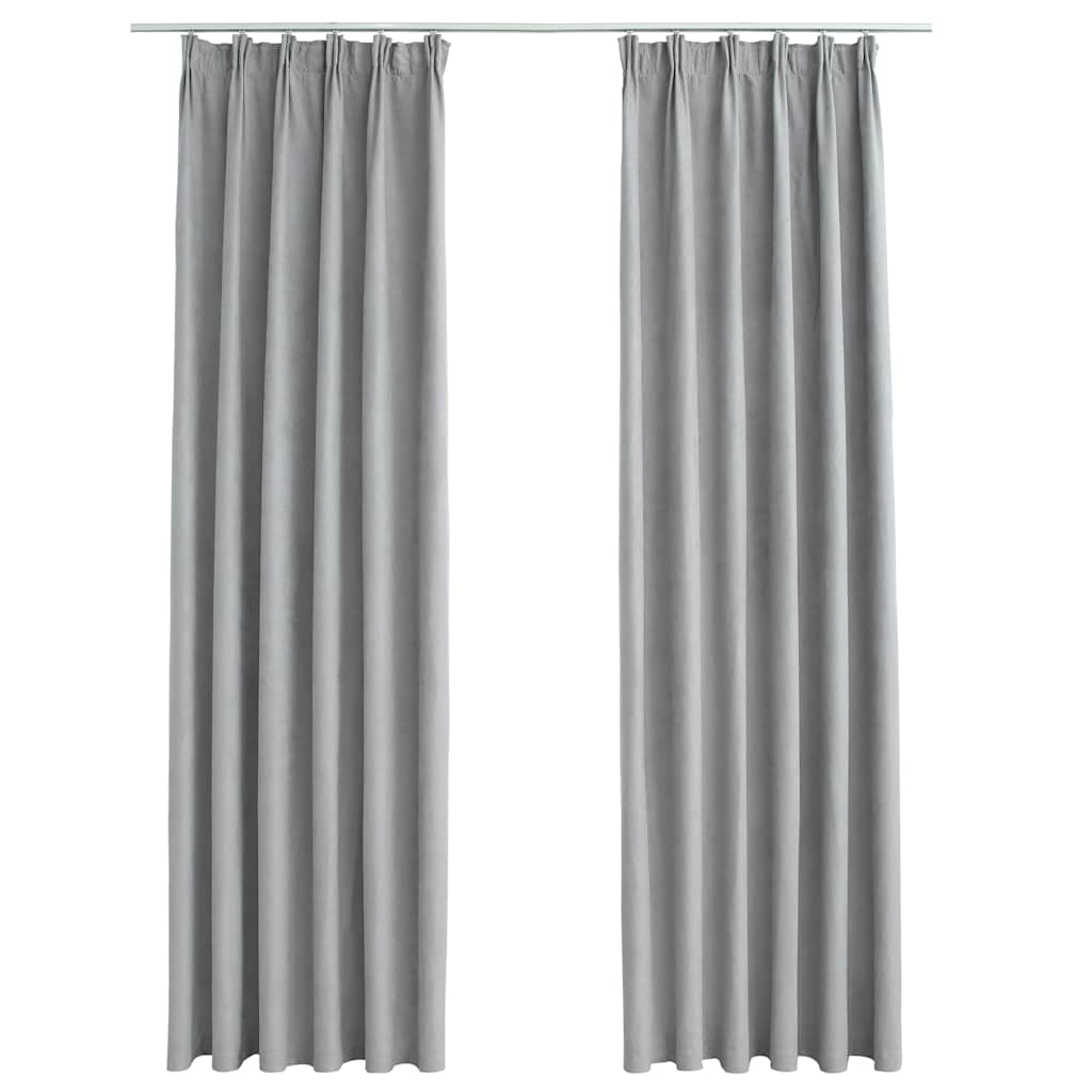 Rideaux occultants avec crochets 2 pcs Gris 140x175 cm Rideaux vidaXL