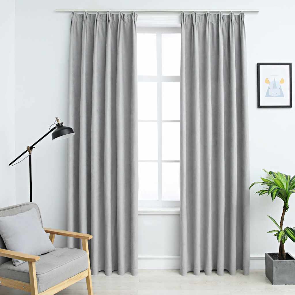 Rideaux occultants avec crochets 2 pcs Gris 140x245 cm Rideaux vidaXL