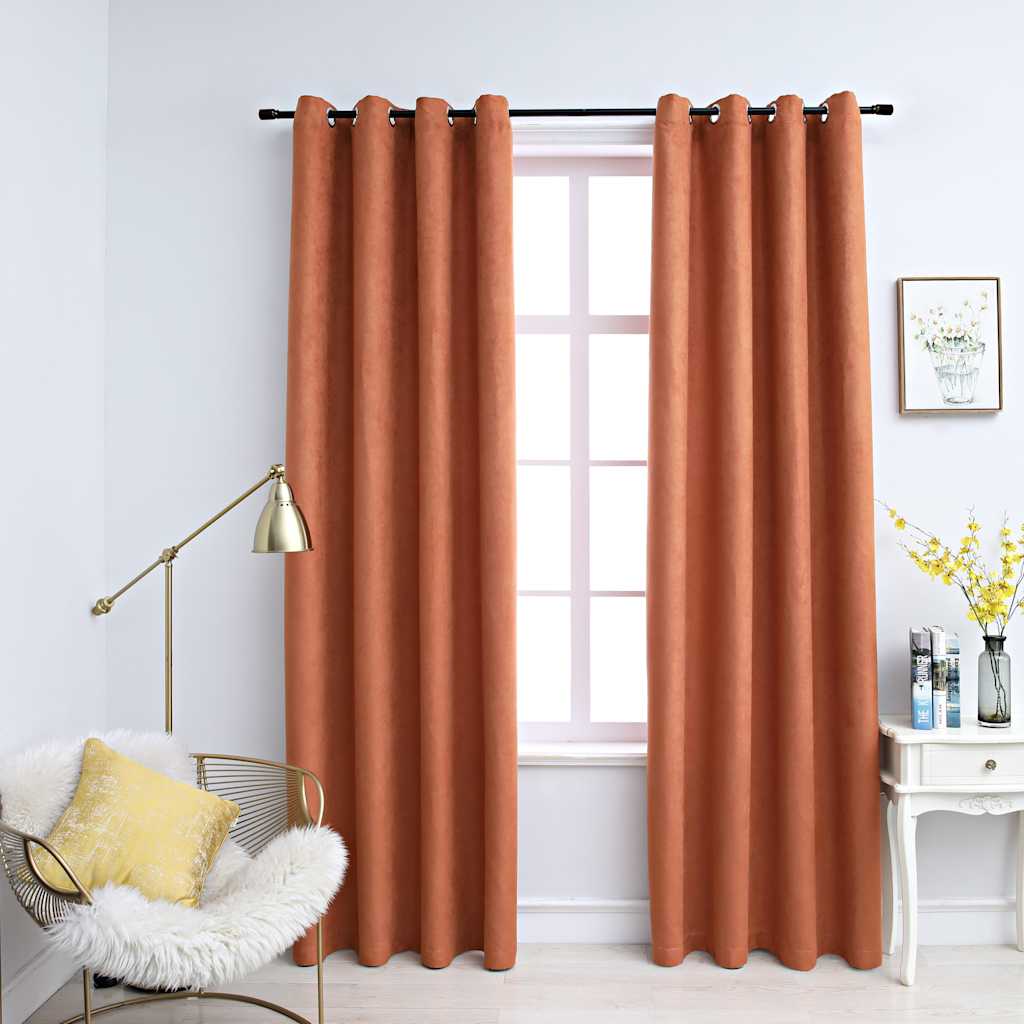 Rideaux occultants et anneaux en métal 2 pcs Rouille 140x175 cm Rideaux vidaXL