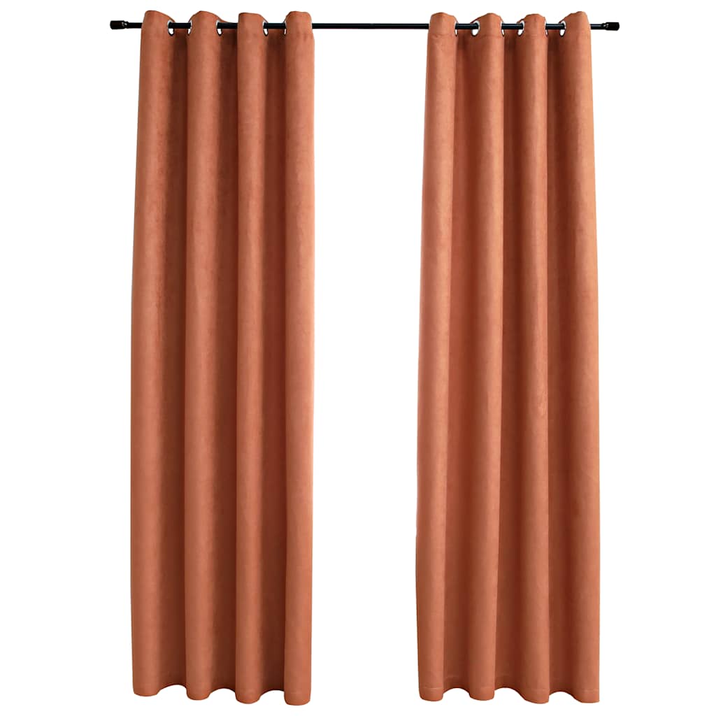 Rideaux occultants et anneaux en métal 2 pcs Rouille 140x245 cm Rideaux vidaXL