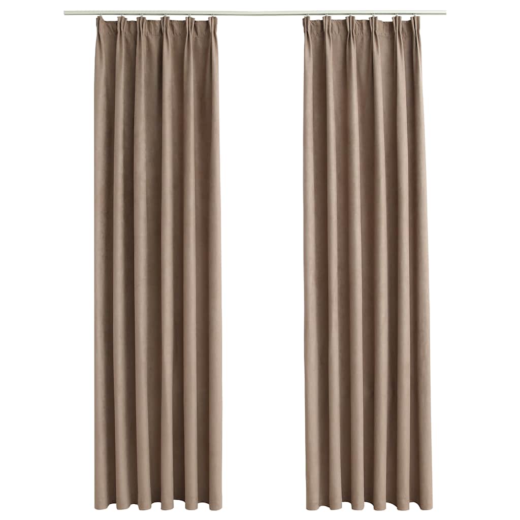 Rideaux occultants avec crochets 2 pcs Taupe 140x175 cm Rideaux vidaXL