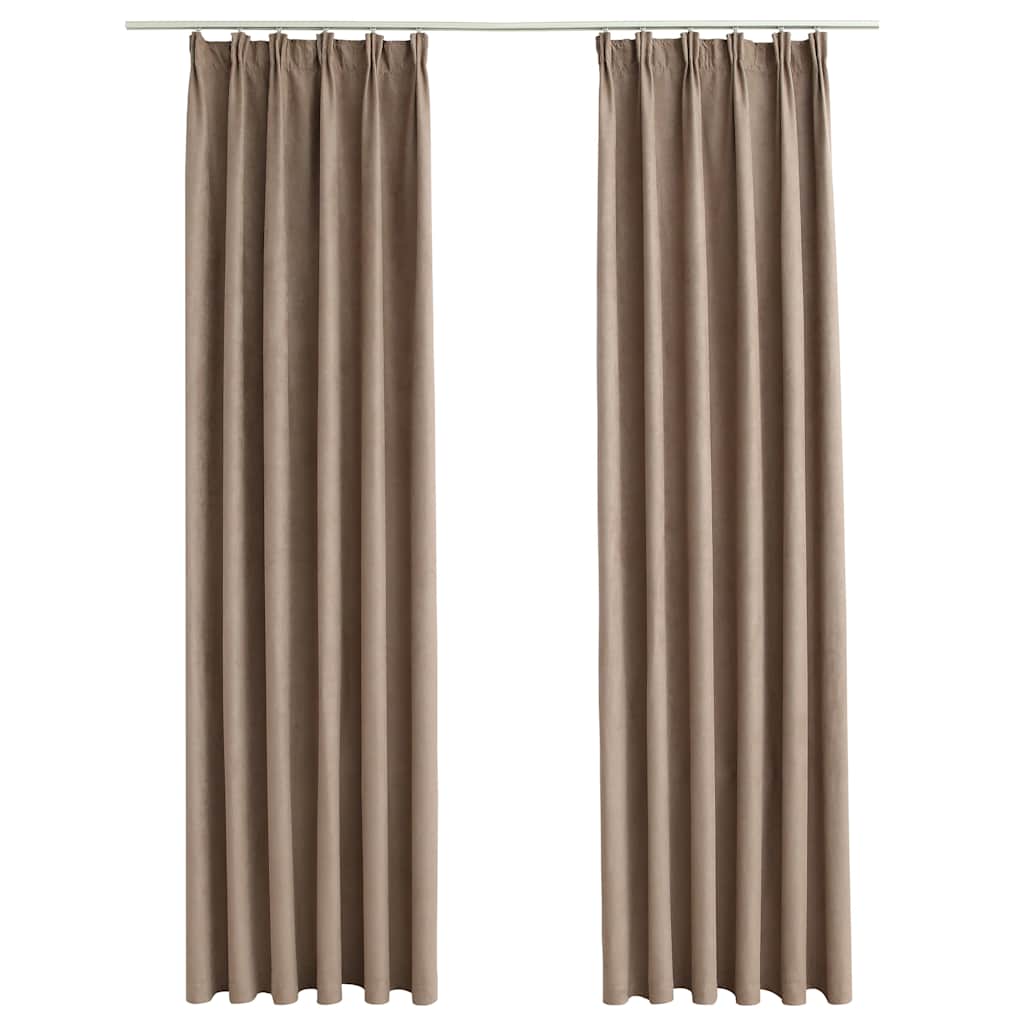 Rideaux occultants avec crochets 2 pcs Taupe 140x225 cm Rideaux vidaXL