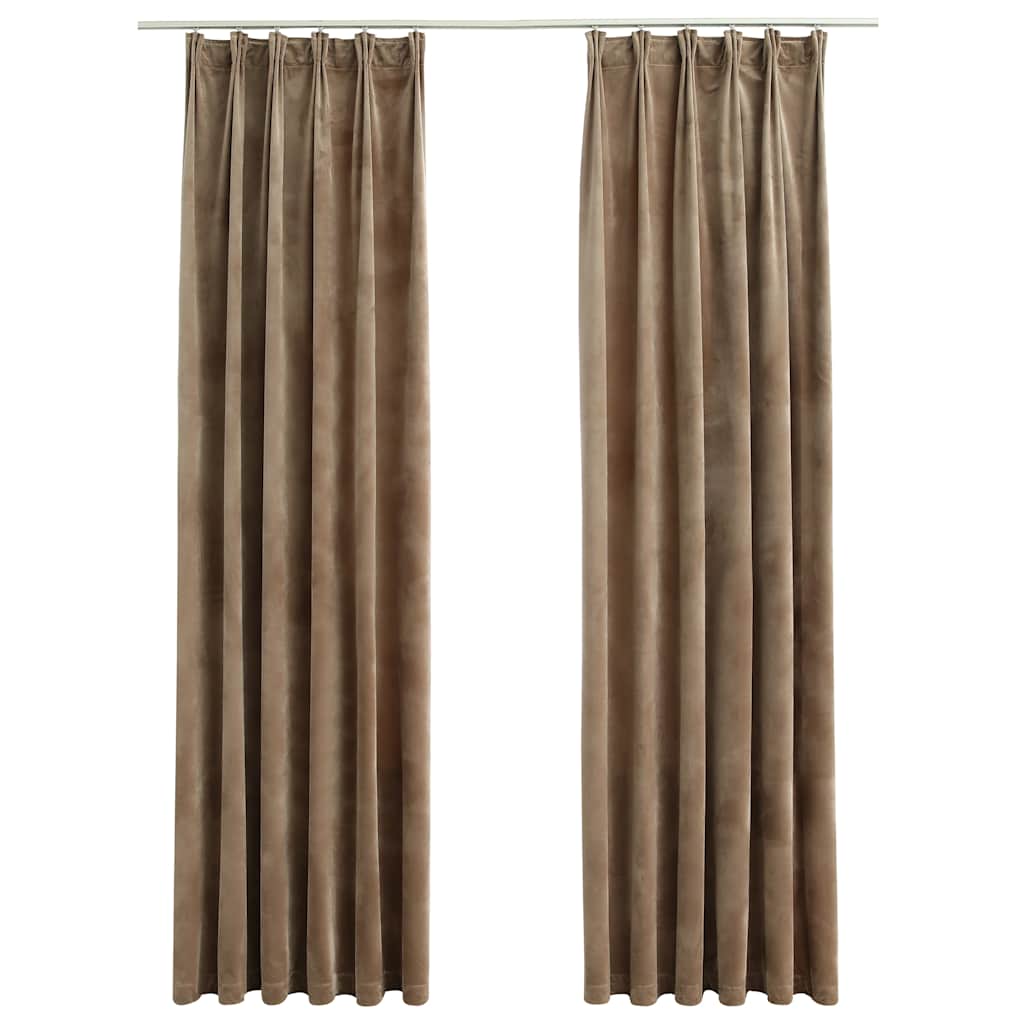 Rideaux occultants avec crochets 2 pcs Velours Beige 140x245 cm Rideaux vidaXL