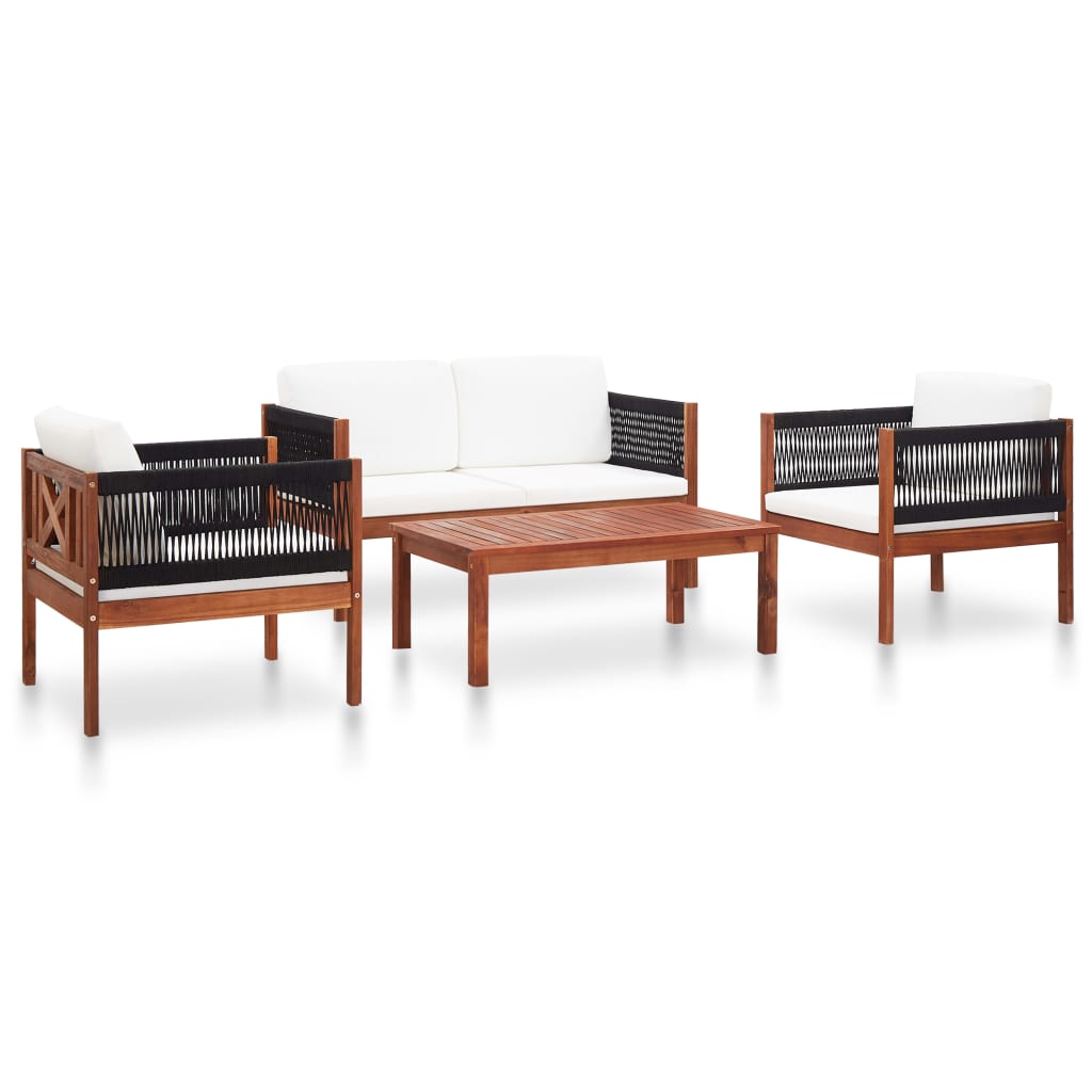Salon de jardin 4 pcs Bois d'acacia solide Salons de jardin vidaXL