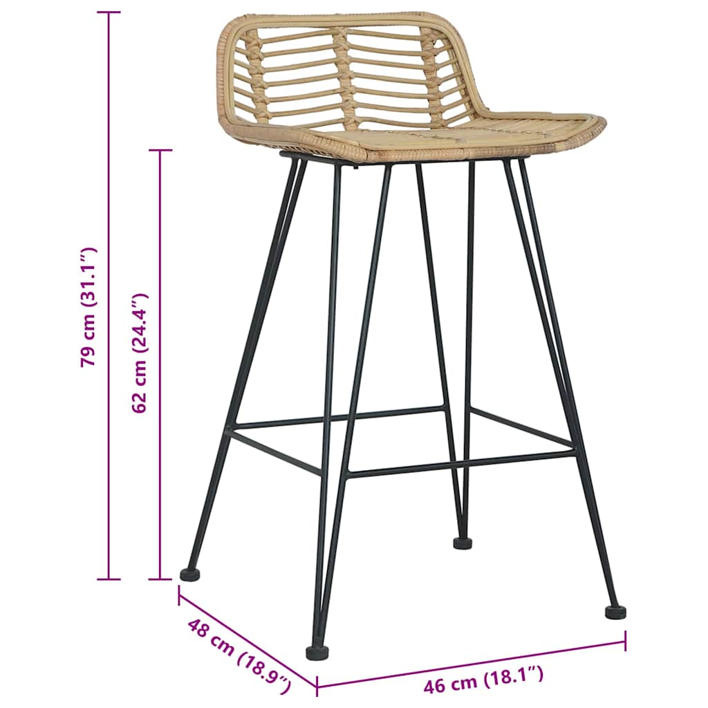 Chaises de bar lot de 2 rotin Naturel - XIOS