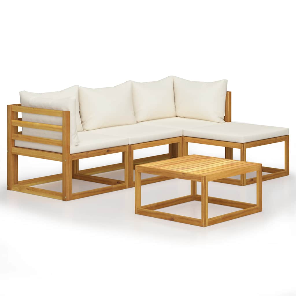 Salon de jardin 5 pcs avec coussins Bois d'acacia solide - XIOS