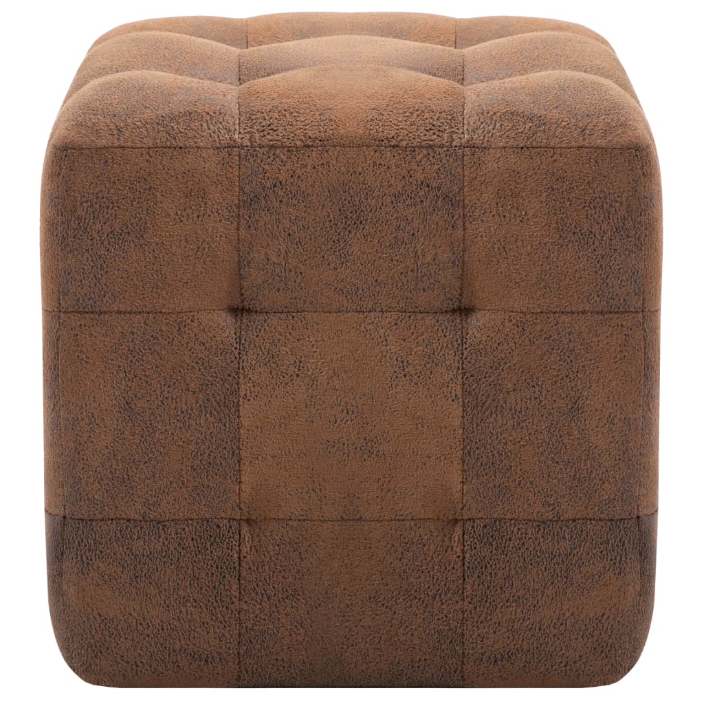 2 pcs Poufs Marron 30 x 30 x 30 cm Similicuir daim - XIOS