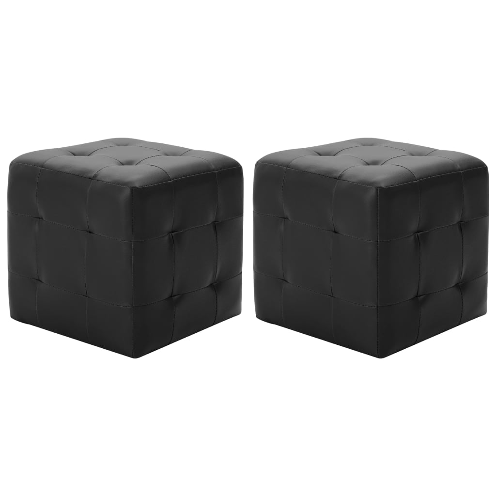 Poufs 2 pcs Noir 30 x 30 x 30 cm Similicuir - XIOS