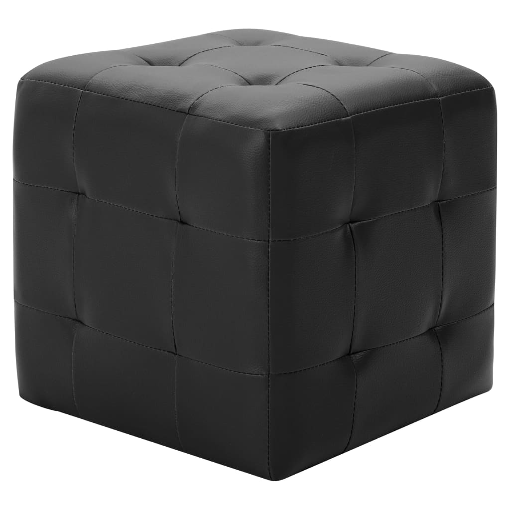 Poufs 2 pcs Noir 30 x 30 x 30 cm Similicuir - XIOS