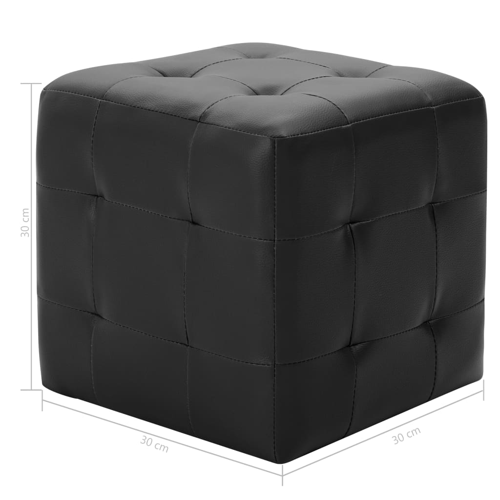 Poufs 2 pcs Noir 30 x 30 x 30 cm Similicuir - XIOS