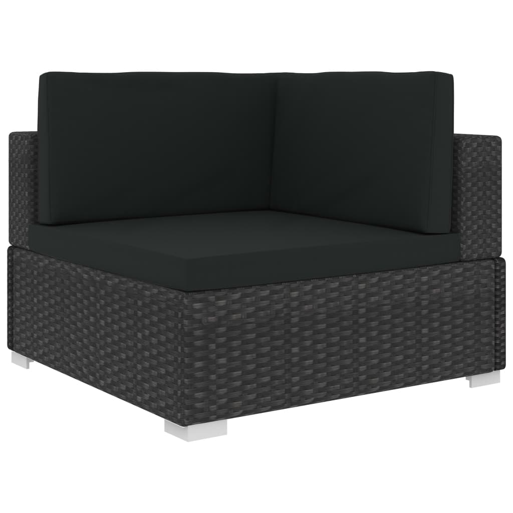 Salon de jardin 8 pcs avec coussins résine tressée noir - XIOS