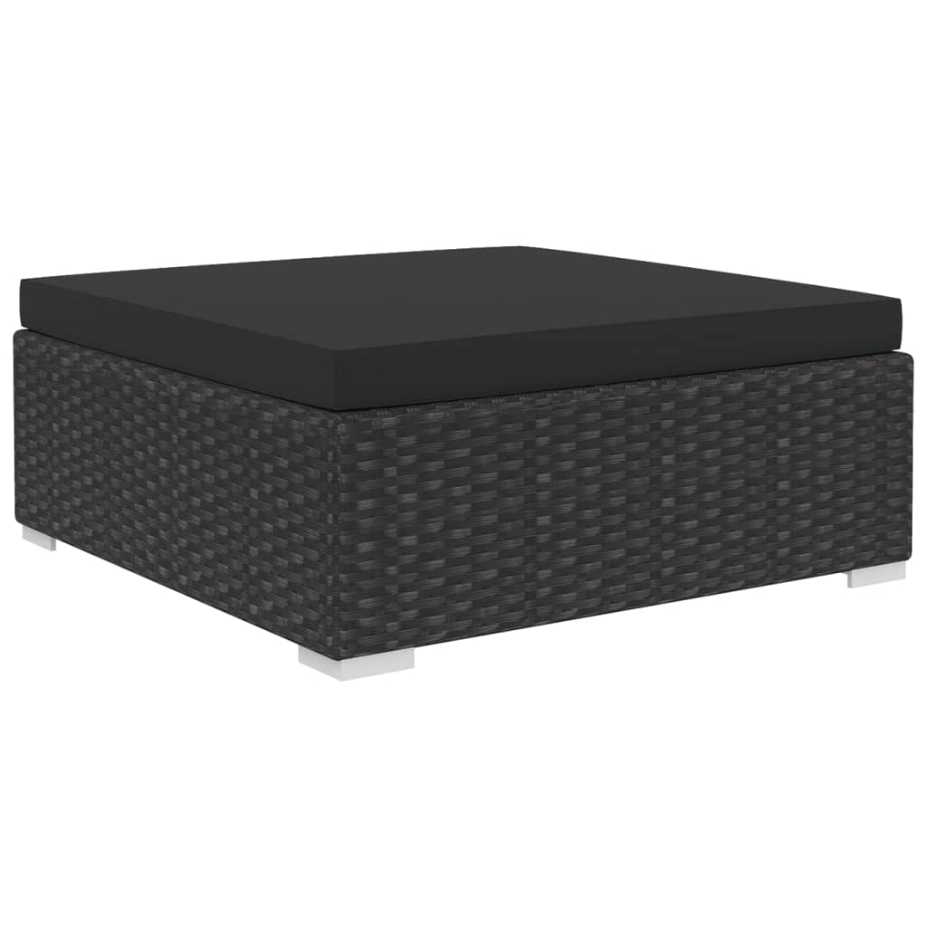 Salon de jardin 8 pcs avec coussins résine tressée noir - XIOS