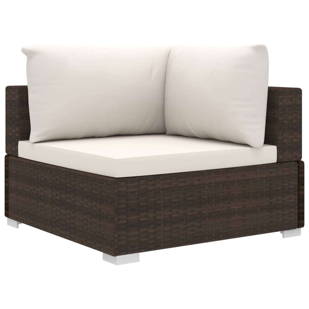 Salon de jardin 4 pcs avec coussins Résine tressée Marron Salons de jardin vidaXL