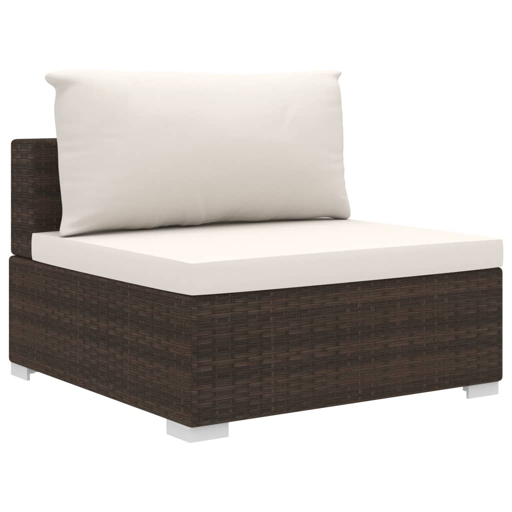 Salon de jardin 4 pcs avec coussins Résine tressée Marron Salons de jardin vidaXL