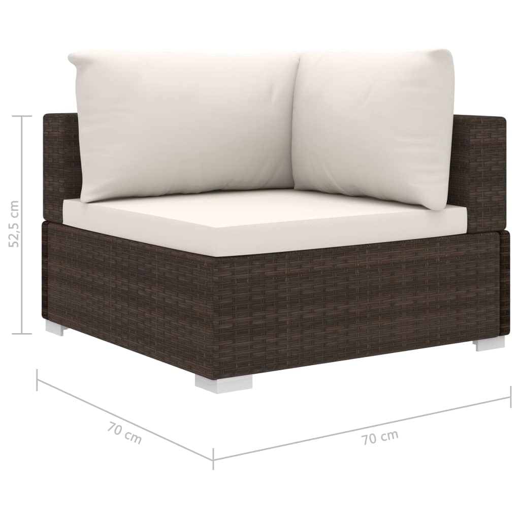 Salon de jardin 4 pcs avec coussins Résine tressée Marron Salons de jardin vidaXL