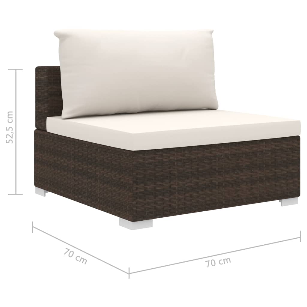 Salon de jardin 4 pcs avec coussins Résine tressée Marron Salons de jardin vidaXL
