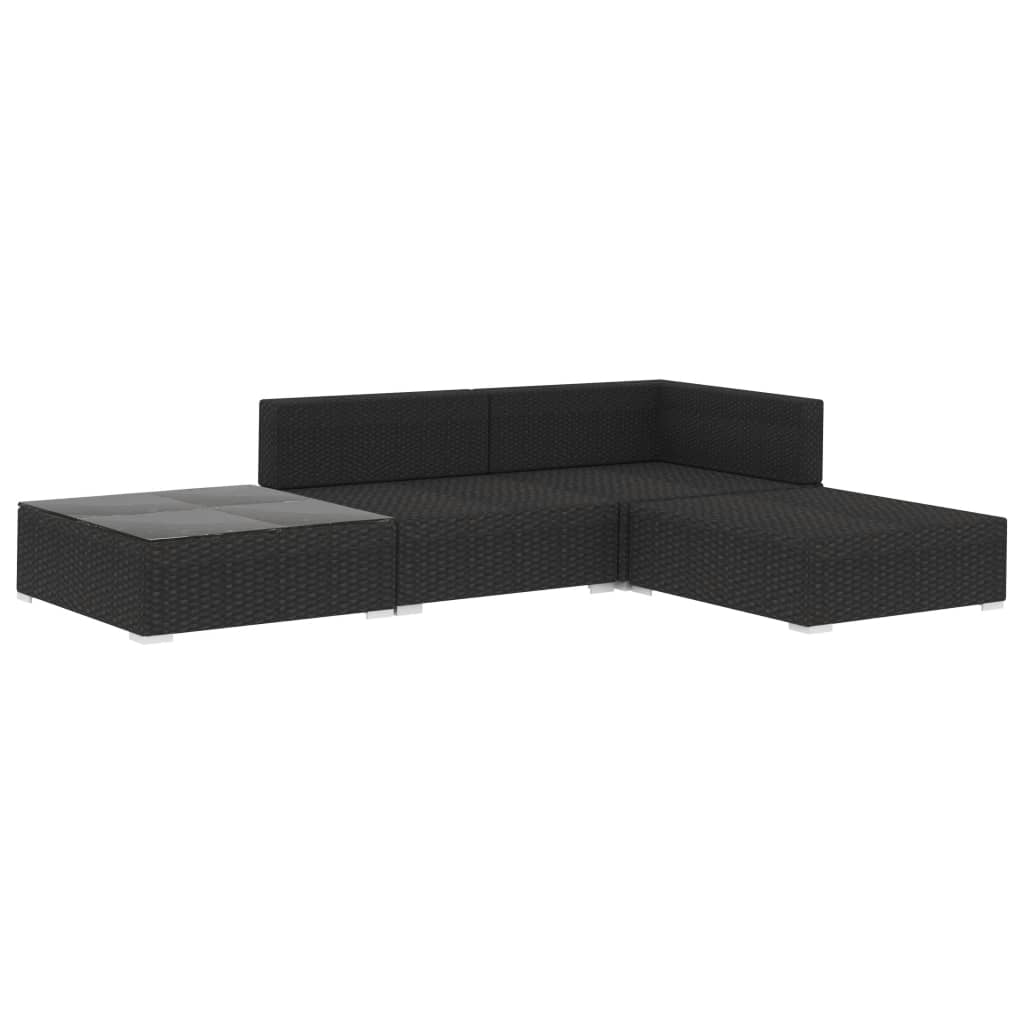 Salon de jardin 4 pcs avec coussins Résine tressée Noir - XIOS