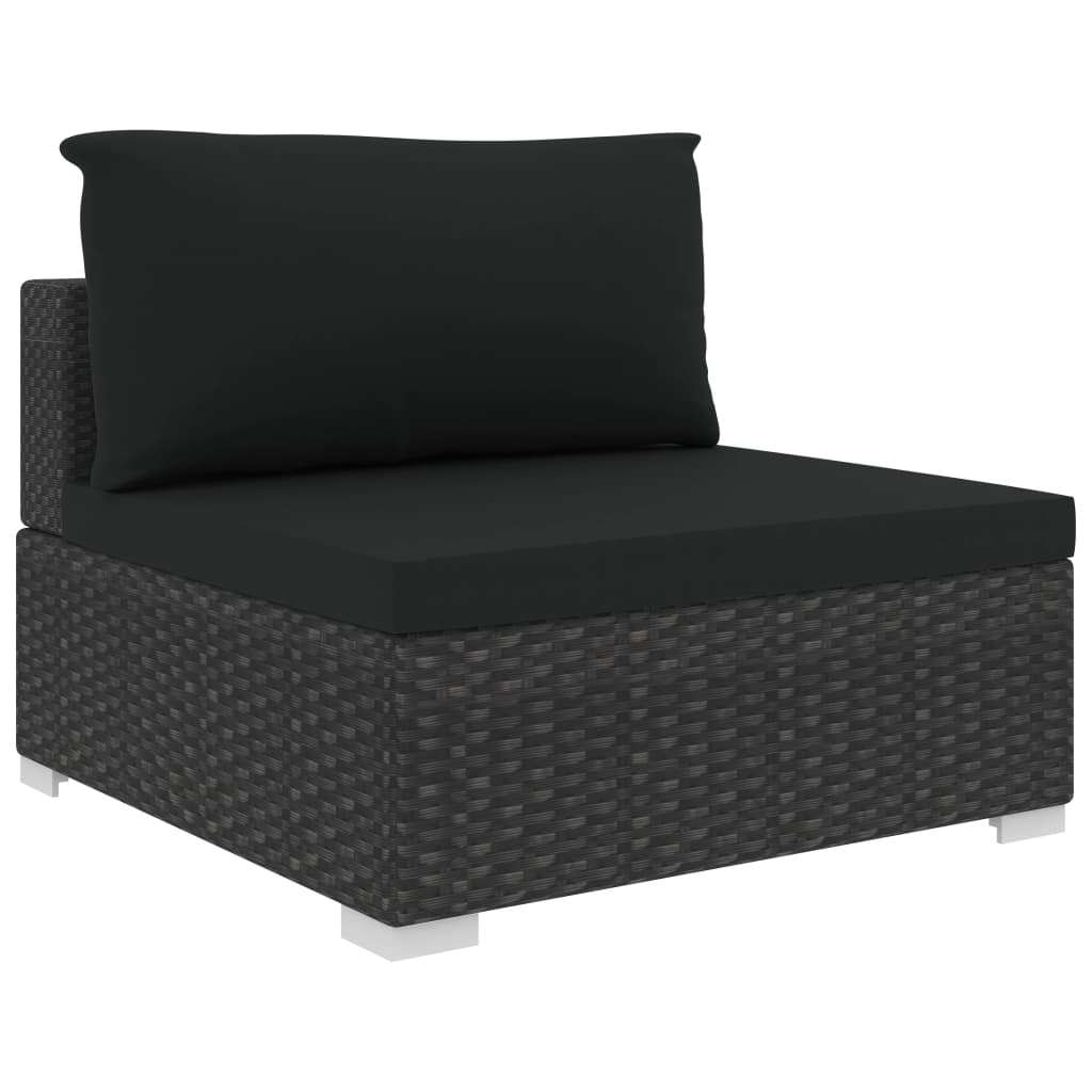 Salon de jardin 4 pcs avec coussins Résine tressée Noir - XIOS
