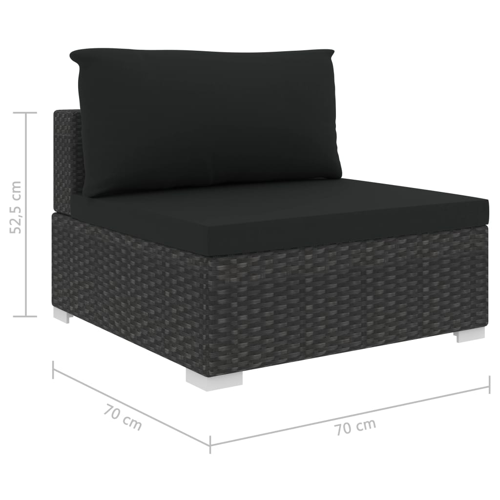 Salon de jardin 4 pcs avec coussins Résine tressée Noir - XIOS